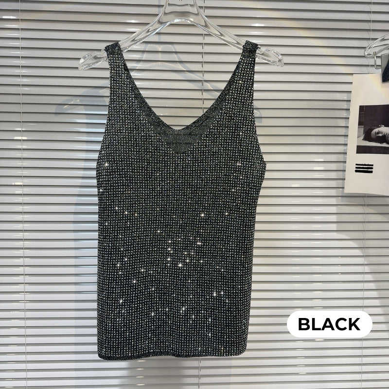 😍Anti -Saison -Sonderangebot!❗Zwei Stücke!💝Damen V-Ausschnitt Pailletten Ärmelloses Tank Top