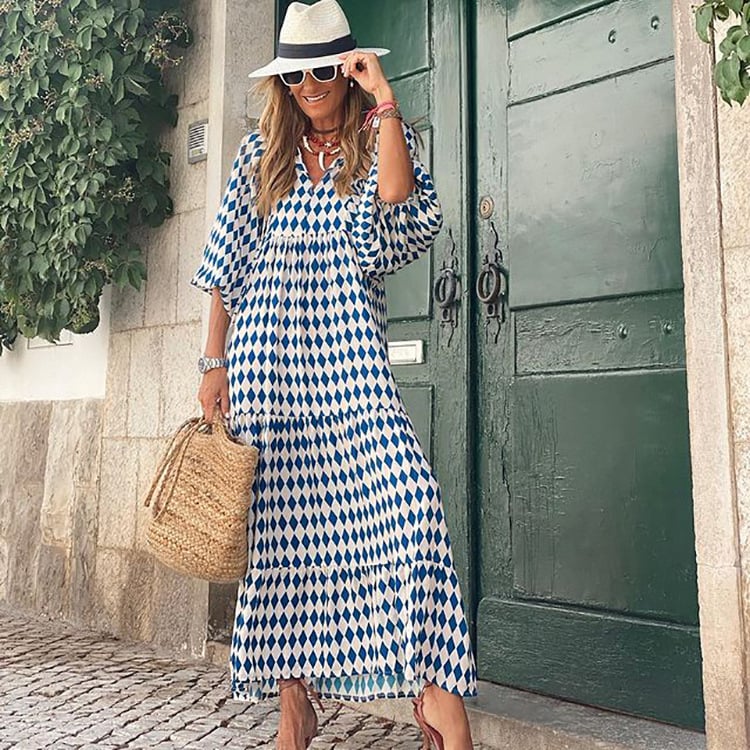 👗Elegantes Boho Maxikleid mit Puffärmeln und Blumenmuster