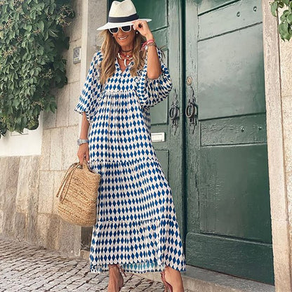 👗Elegantes Boho Maxikleid mit Puffärmeln und Blumenmuster