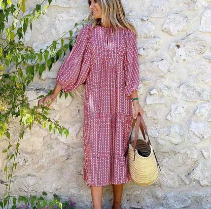 👗Elegantes Boho Maxikleid mit Puffärmeln und Blumenmuster