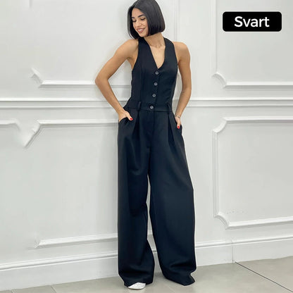 ⏳Begrenzte Zeit -50 % Rabatt💥Ärmelloser Jumpsuit mit Knopfleiste vorne für Damen