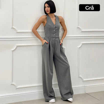 ⏳Begrenzte Zeit -50 % Rabatt💥Ärmelloser Jumpsuit mit Knopfleiste vorne für Damen