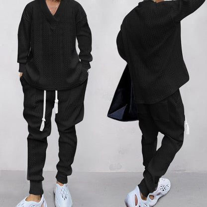 💥 2-teiliges Herren-Set aus Baggy-Sweatshirt mit V-Ausschnitt und Jogginghose