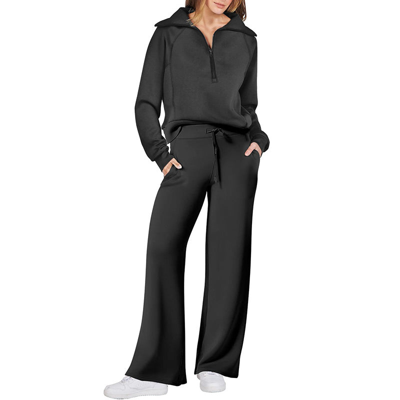 🔥2025 NEUE VERKÄUFE🏆Lässig mit Reißverschluss und langen Ärmeln 💨Top ＆Hose Zweiteiliges Set