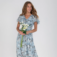 🌊Kurzärmeliges langes Kleid mit Blumendruck