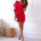Damen One Shoulder Ruffle Sleeve Cocktailkleid💖💖Kaufen Sie 2 und erhalten Sie kostenlosen Versand