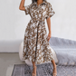 Langes Hemdkleid mit Leopardenmuster und V-Ausschnitt und Revers für Damen