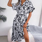 Langes Hemdkleid mit Leopardenmuster und V-Ausschnitt und Revers für Damen