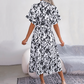 Langes Hemdkleid mit Leopardenmuster und V-Ausschnitt und Revers für Damen