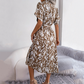 Langes Hemdkleid mit Leopardenmuster und V-Ausschnitt und Revers für Damen