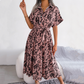 Langes Hemdkleid mit Leopardenmuster und V-Ausschnitt und Revers für Damen