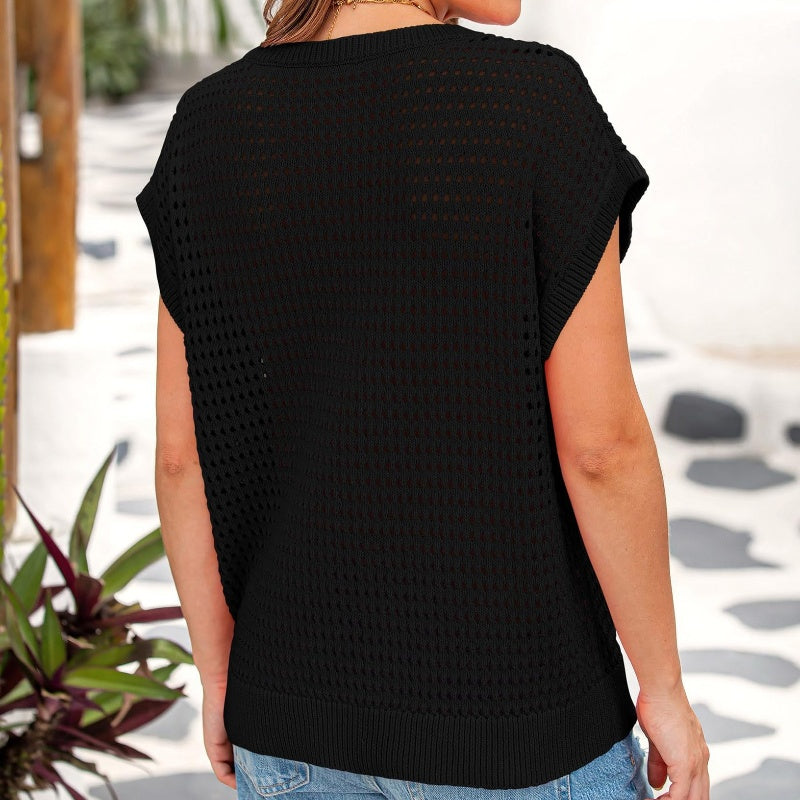 🔥Zeitlich begrenztes Sonderangebot🔥Women's Crochet Knit Hollow-Out T-Shirt