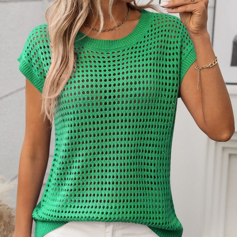 🔥Zeitlich begrenztes Sonderangebot🔥Women's Crochet Knit Hollow-Out T-Shirt