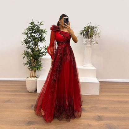 🔥Ihre Schönheitswahl🔥Damen modisches bedrucktes Kleid mit schräger Schulter aus Mesh