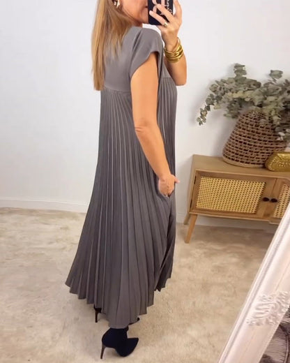 ⏳Begrenzte Zeit 50% Rabatt💥💞Damen Plissee einfaches einfarbiges Kleid