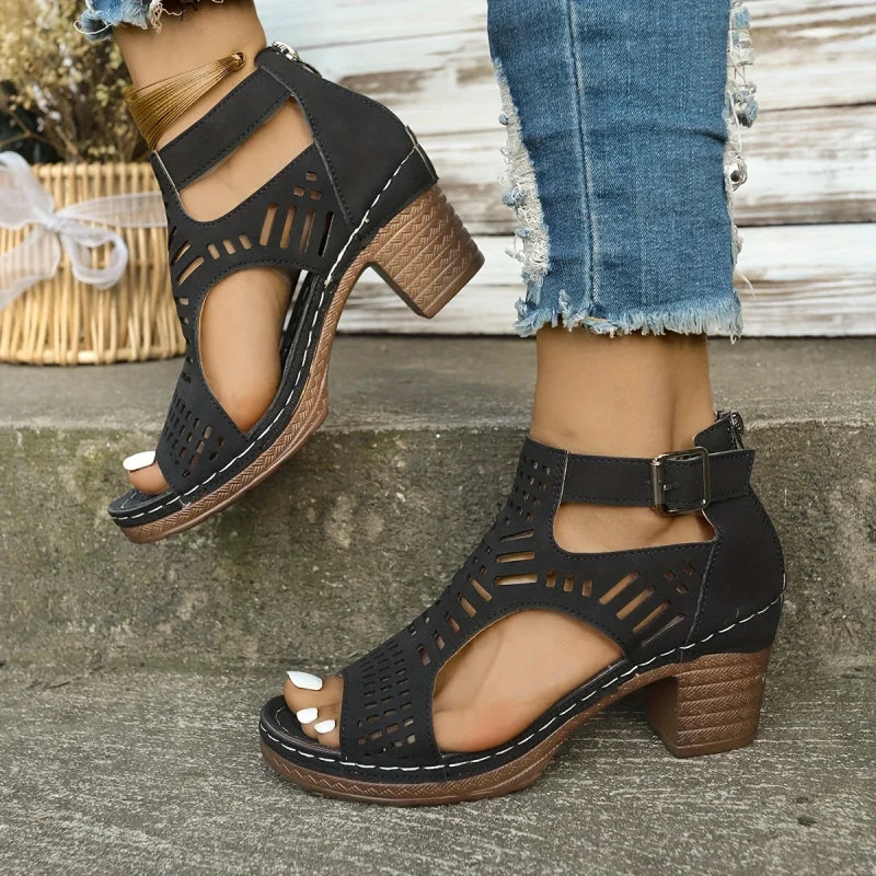 Vielseitige Sandalen mit offener Zehenpartie und mittelhohem Absatz🌷💗