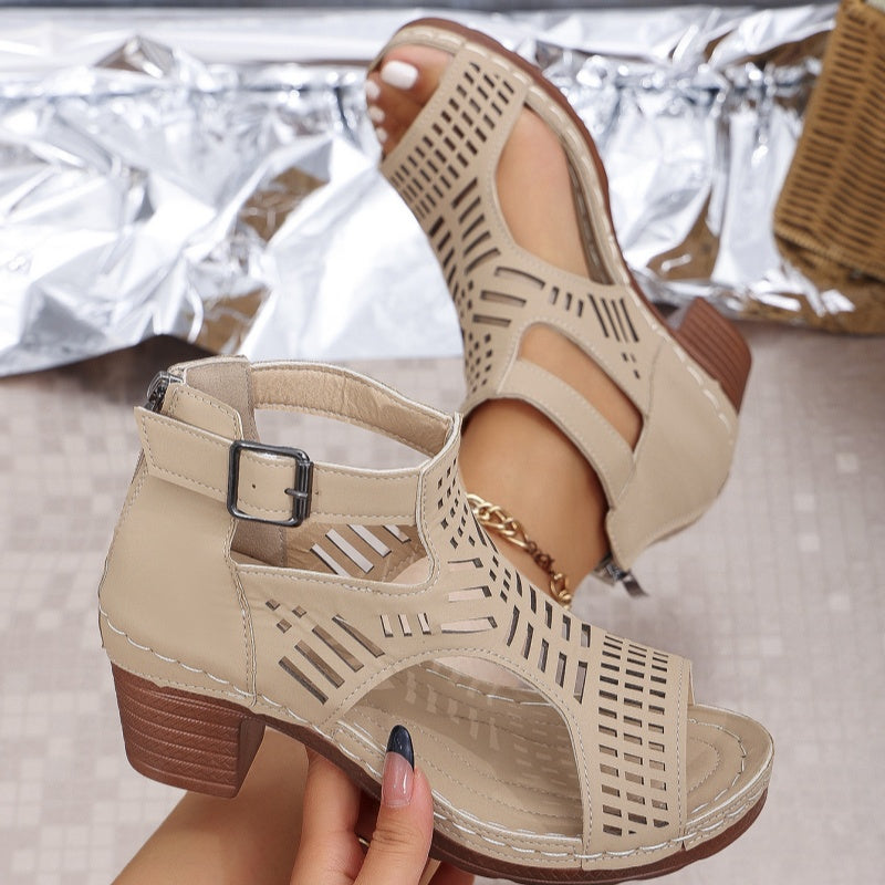 Vielseitige Sandalen mit offener Zehenpartie und mittelhohem Absatz🌷💗