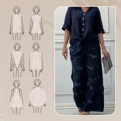 🌷Frühling Hot Sale 50% Rabatt🍃Damenmode Lockeres Cardigan-Shirt & Hose mit hoher Taille Zweiteiliges Set