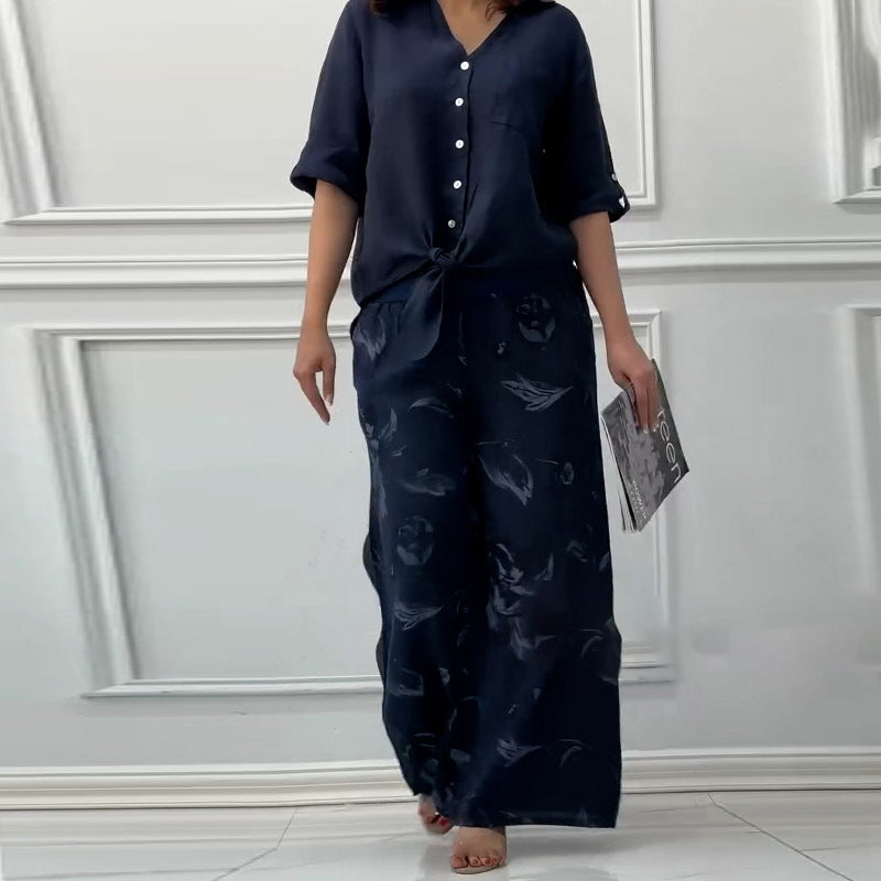 🌷Frühling Hot Sale 50% Rabatt🍃Damenmode Lockeres Cardigan-Shirt & Hose mit hoher Taille Zweiteiliges Set
