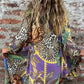 Printed Long Sleeve Lapel Open-Front Dress