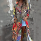 🔥Printed Long Sleeve Lapel Open-Front Dress🔥