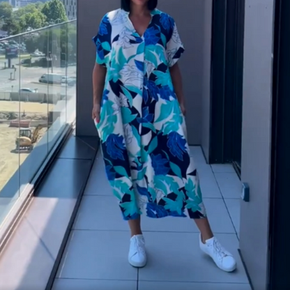 🌸Frühjahrsangebote💐 Lässiges elegantes bedrucktes V-Ausschnitt Kleid für Damen