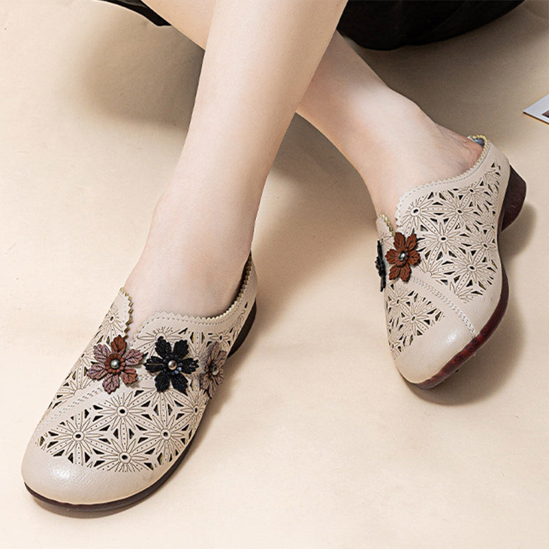 🔥Floral Damen elegante PU-Leder-Sandalen mit floralem Muster💥