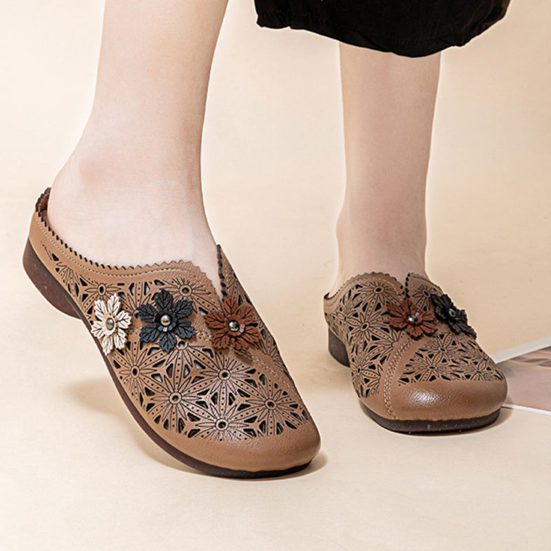 🔥Floral Damen elegante PU-Leder-Sandalen mit floralem Muster💥