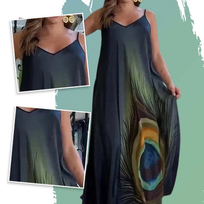 👗🌸50% OFF Limited Time🌸Locker sitzendes Maxikleid mit Spaghettiträgern und Blumenmuster