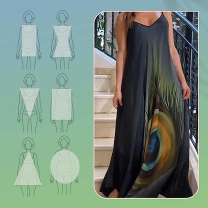 👗🌸50% OFF Limited Time🌸Locker sitzendes Maxikleid mit Spaghettiträgern und Blumenmuster