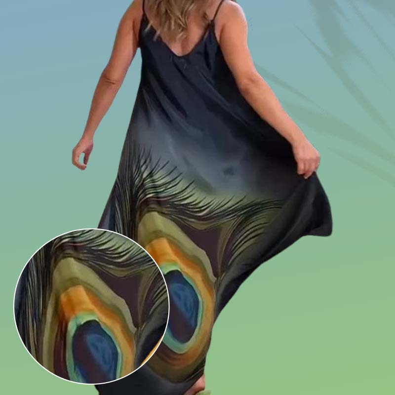 👗🌸50% OFF Limited Time🌸Locker sitzendes Maxikleid mit Spaghettiträgern und Blumenmuster