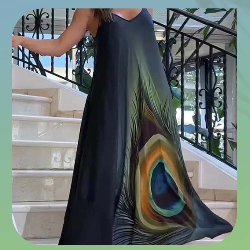 👗🌸50% OFF Limited Time🌸Locker sitzendes Maxikleid mit Spaghettiträgern und Blumenmuster