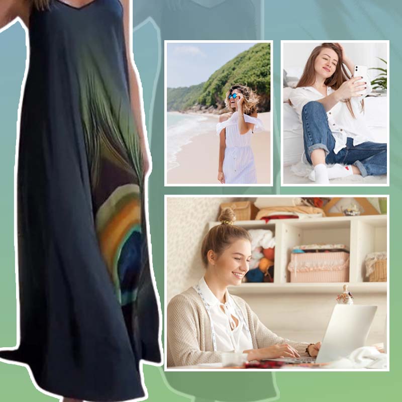 👗🌸50% OFF Limited Time🌸Locker sitzendes Maxikleid mit Spaghettiträgern und Blumenmuster