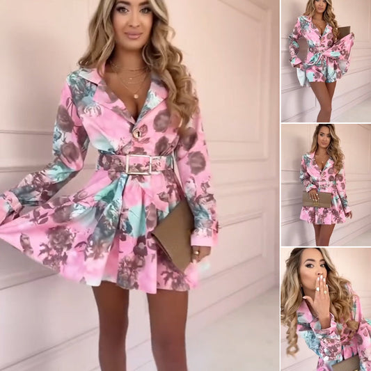📣👗2025 neue limitierte Auflage 50 % RABATT📣Mode für Damen, langärmliges Kleid mit Blumentaille