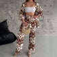 🔥Gedruckte mittlere Ahnung Cardigan & Trendy Wide-Bein-Hosen zweiteiliger Set🔥