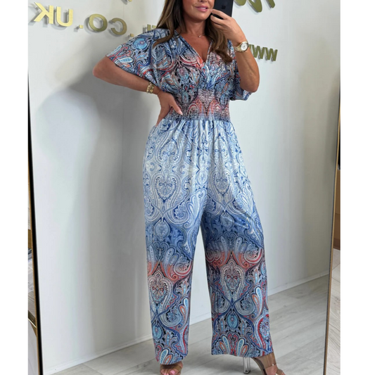 🔥zeitlich begrenzter Rabatt 🩷Böhmischer Print-Overall mit weitem Bein