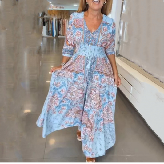 🔥Sommer-Promotion🔥 Elegantes langes Blumenkleid für Damen