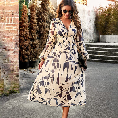 🔥Bedrucktes lässiges Boho-Kleid mit V-Ausschnitt für Frauen🔥