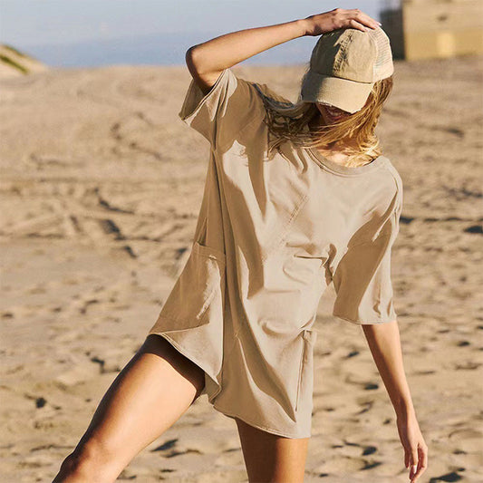 💥Aktion – 50 % Rabatt🎉 – Oversize-T-Shirt mit V-Ausschnitt am Rücken