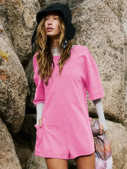 💥Aktion – 50 % Rabatt🎉 – Oversize-T-Shirt mit V-Ausschnitt am Rücken