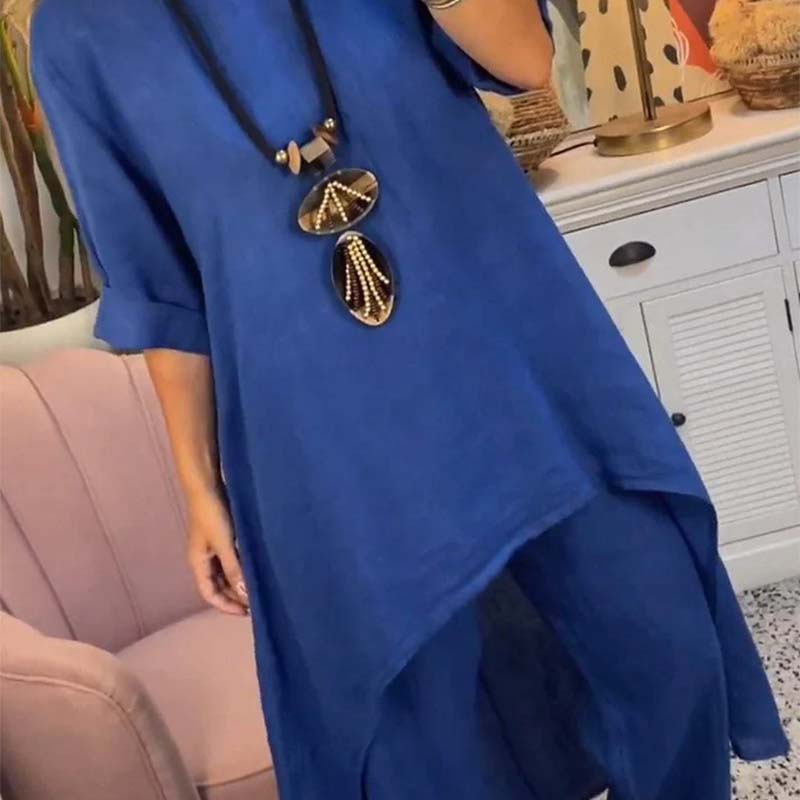 Damen zweiteiliges Set: asymmetrisches Oberteil und Hose