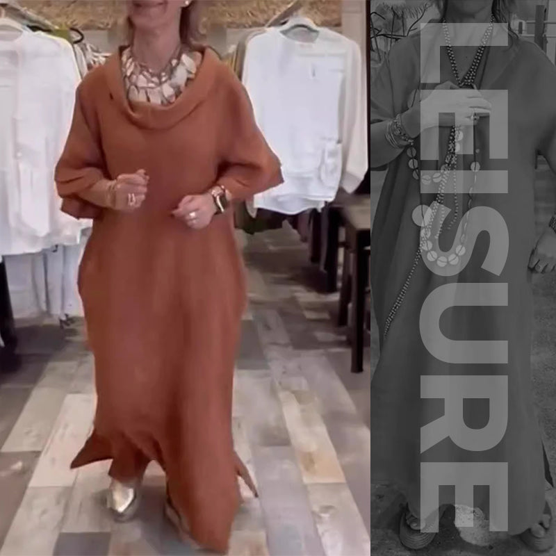 🔥Einfarbiges, lässiges, lockeres Schlitzkleid für Damen🔥