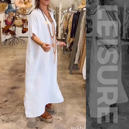 🔥Einfarbiges, lässiges, lockeres Schlitzkleid für Damen🔥