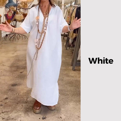 🔥Einfarbiges, lässiges, lockeres Schlitzkleid für Damen🔥