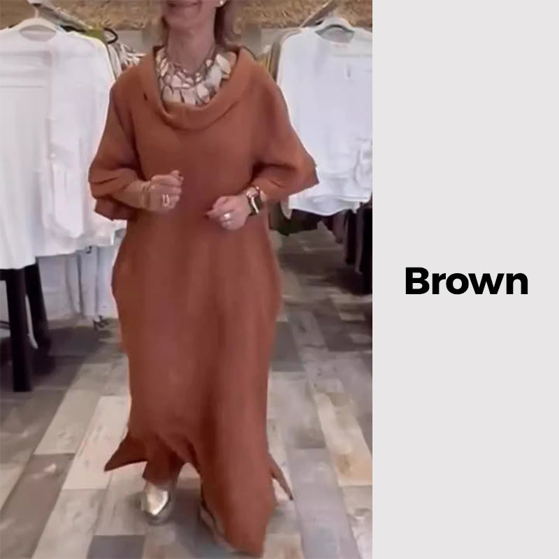 🔥Einfarbiges, lässiges, lockeres Schlitzkleid für Damen🔥