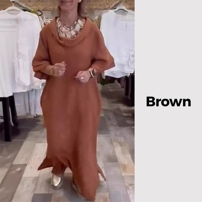 🔥Einfarbiges, lässiges, lockeres Schlitzkleid für Damen🔥