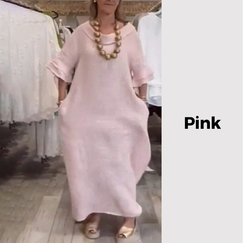 🔥Einfarbiges, lässiges, lockeres Schlitzkleid für Damen🔥
