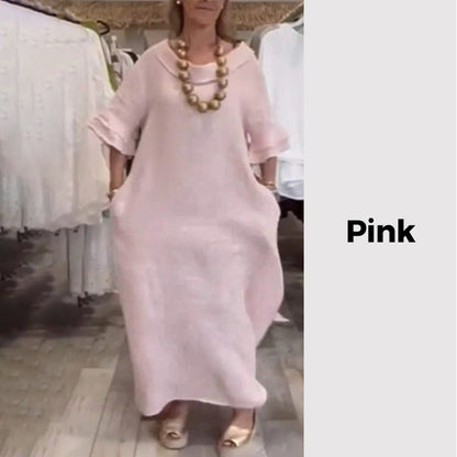 🔥Einfarbiges, lässiges, lockeres Schlitzkleid für Damen🔥