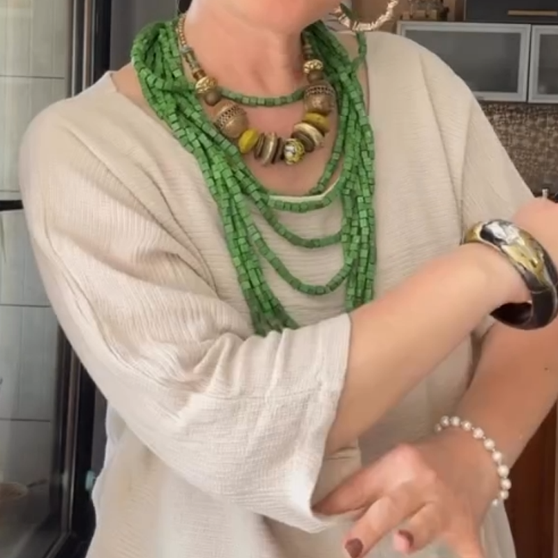 💐✨Bequemes und elegantes Zweiteiler-Set mit Rundhalsbluse und Rock aus Baumwolle und Leinen für Damen