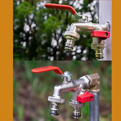 🔥 BLITZANGEBOT: 50% RABATT! ⚙️ Universeller Gartenwasserhahn aus Edelstahl mit zwei Ausläufen – separate Ventile, besonders robust und einfach zu installieren 🚰
